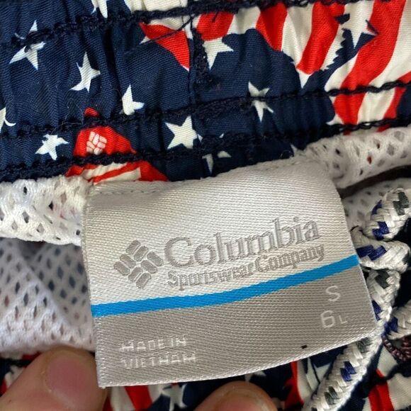 Columbia PFG Super Backcast Swim Shorts Red White and Blue Swim Trunks Small 331 - Picture 6 of 13